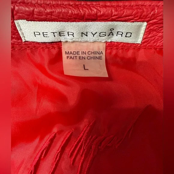 Peter Nygård Women’s Red Genuine Leather Zip Vest Size L Pockets, Stretch Back - Picture 7 of 14